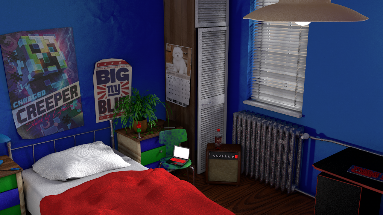 render of another angle of same bedroom that I textured